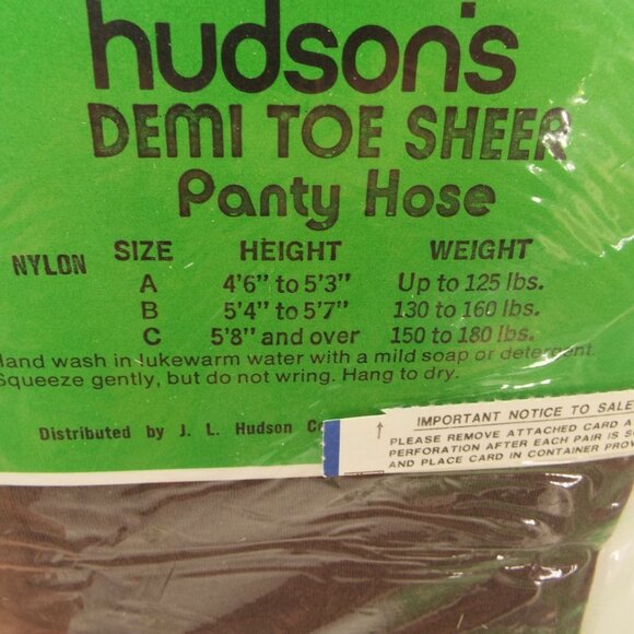 Vintage Hudson's Dark Taupe Demi Toe Sheer Pantyhose Lot of 4 Size B - Picture 5 of 5